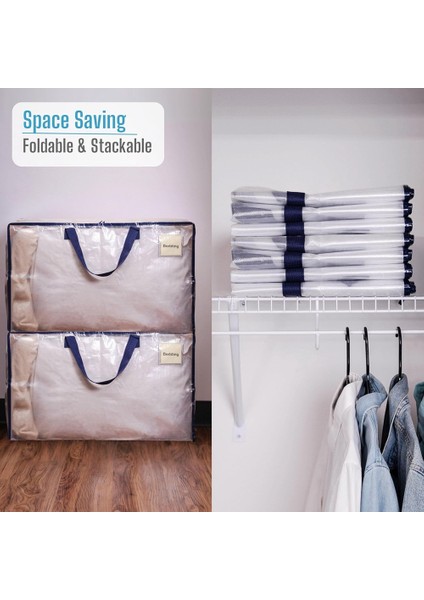 Şeffaf Taşıma Çantaları Ağır Hizmet - Güçlü Saplı, Fermuarlı, Su Geçirmez, Yarı Şeffaf 4'lü 90L Saklama Çantaları (Yurt Dışından) fırsatları