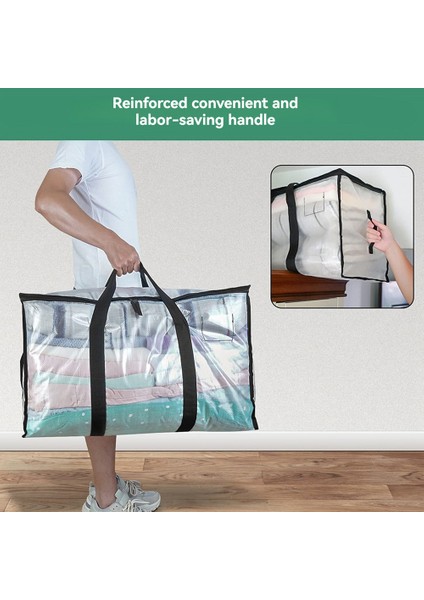 Şeffaf Taşıma Çantaları Ağır Hizmet - Güçlü Saplı, Fermuarlı, Su Geçirmez, Yarı Şeffaf 4'lü 90L Saklama Çantaları (Yurt Dışından) indirimleri
