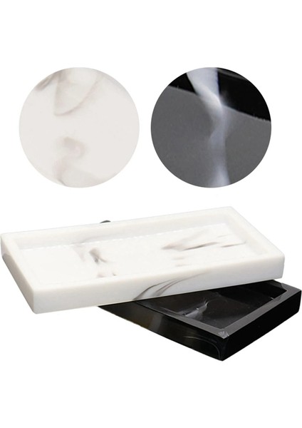 Mermer Desen Reçine Tepsi Kaymaz Dikdörtgen Tabak Tezgah Banyo Sabun Şampuan Saklama Tepsisi Ev Dekoru, Siyah (Yurt Dışından) indirimleri