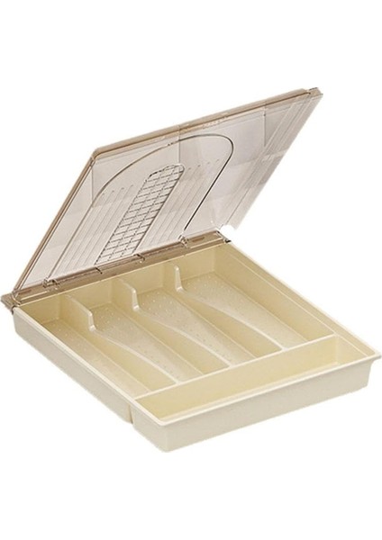 Kapaklı Düzenleyici, Plastik Çatal Bıçak Takımı ve Çatal Bıçak Takımı Saklama Kutusu, Mutfak Çekmecesi Için Bölmeli Kapaklı Alet Tepsisi D (Yurt Dışından)