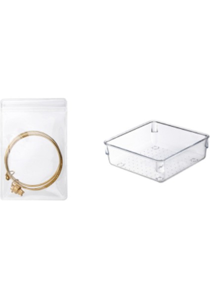 Mücevher Saklama Çantası Masaüstü Çekmece Düzenleyici Şeffaf Bilezik Yüzük Tutucu Fermuarlı Kapatma Çantası 50XLARGE Çanta+1 Kutu (Yurt Dışından)