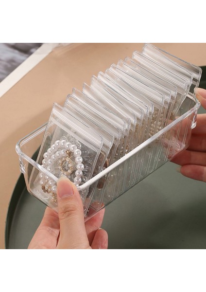 Mücevher Saklama Çantası Masaüstü Çekmece Düzenleyici Şeffaf Bilezik Yüzük Tutucu Fermuarlı Kapatma Çantası 50XLARGE Çanta+1 Kutu (Yurt Dışından) fırsatları