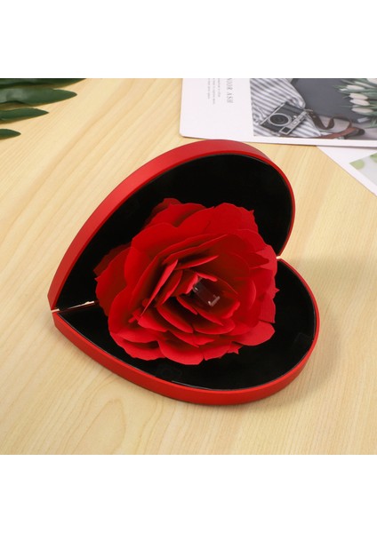 Gül Çiçek Döner Yüzük Kutusu, Teklif Kutusu, Gül Düğün Nişan Yüzüğü Kutusu(Yüzüksüz) (Yurt Dışından) fırsatları