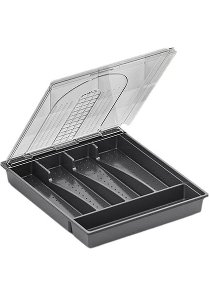 Kapaklı Düzenleyici, Plastik Çatal Bıçak Takımı ve Çatal Bıçak Takımı Saklama Kutusu, Mutfak Çekmecesi A Için Bölmeli Kapaklı Alet Tepsisi (Yurt Dışından)