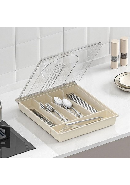 Kapaklı Düzenleyici, Plastik Çatal Bıçak Takımı ve Çatal Bıçak Takımı Saklama Kutusu, Mutfak Çekmecesi A Için Bölmeli Kapaklı Alet Tepsisi (Yurt Dışından) fiyatları