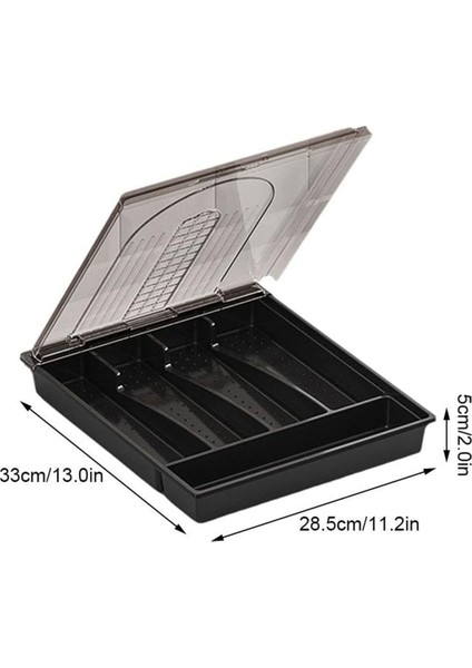 Kapaklı Düzenleyici, Plastik Çatal Bıçak Takımı ve Çatal Bıçak Takımı Saklama Kutusu, Mutfak Çekmecesi A Için Bölmeli Kapaklı Alet Tepsisi (Yurt Dışından) fırsatları