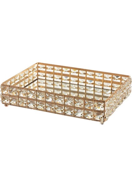 1pc Kare Kristal Tepsi Ev Kozmetik Depolama Paleti Meyve Konteyneri Aperatifler Plaka Düğün Dekor Malzemeleri-Altın (Yurt Dışından)