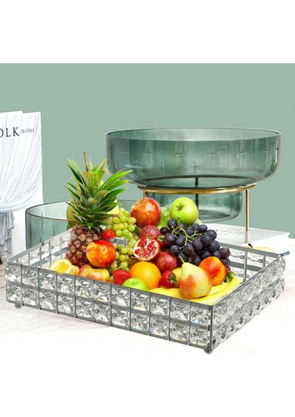 1pc Kare Kristal Tepsi Ev Kozmetik Depolama Paleti Meyve Konteyneri Aperatifler Plaka Düğün Dekor Malzemeleri-Altın (Yurt Dışından) modelleri