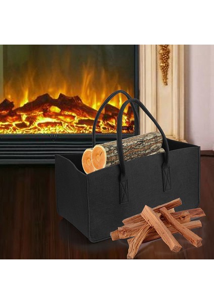 Şömine Ahşap Keçe Saklama Çantası Sepeti Dergi Rafı Yakacak Odun Cep, Keçe Katlanabilir Yakacak Odun Tutucu Sepet Gri (Yurt Dışından) fırsatları