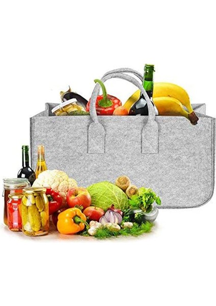 Şömine Ahşap Keçe Saklama Çantası Sepeti Dergi Rafı Yakacak Odun Cep, Keçe Katlanabilir Yakacak Odun Tutucu Sepet Gri (Yurt Dışından) indirimleri