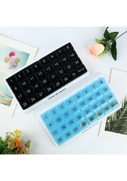 Aylık Hap Kutusu 31 Bölmeli, Günde 1 Adet, 4 Hafta Tam Ay 31 Günlük Hap Kutusu, Mavi (Yurt Dışından) fırsatları