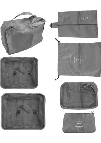 7 Parça Giysi Çantası Seti Paketleme Kare Çok Amaçlı Bavul Düzenleyici Bavul Düzenleyici Tatil Seyahat Kare Gri (Yurt Dışından) modelleri