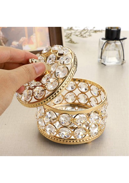 Kristal Aynalı Kutu Takı Biblo Organizatör Kutusu Ev Dekor Yüzük Küpe Kolye Depolama Tutucu Hatıra Kutusu (Altın) (Yurt Dışından) fırsatları