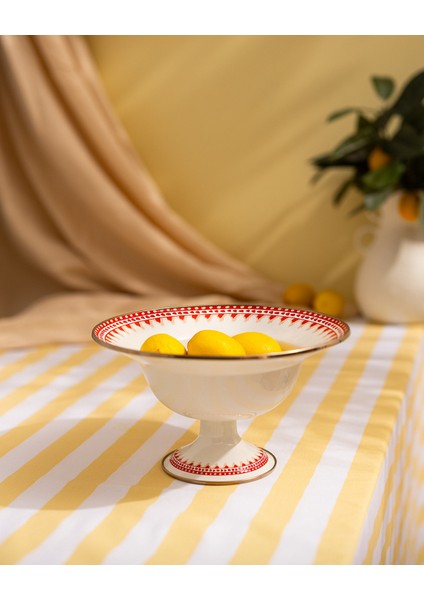 Lison Ayaklı Meyve Kasesi - Kırmızı - 30 cm