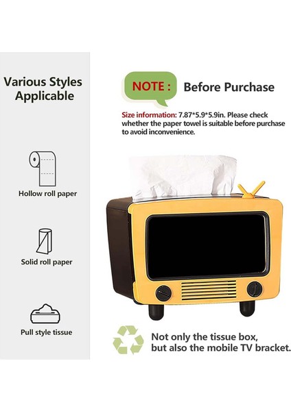 Tv Mendil Kutusu Çok Fonksiyonlu Yaratıcılar Mendil Kutusu Tutucu Cep Telefonu Yuvası Dekorasyon Mendil Tutucu Ev B (Yurt Dışından) indirimleri