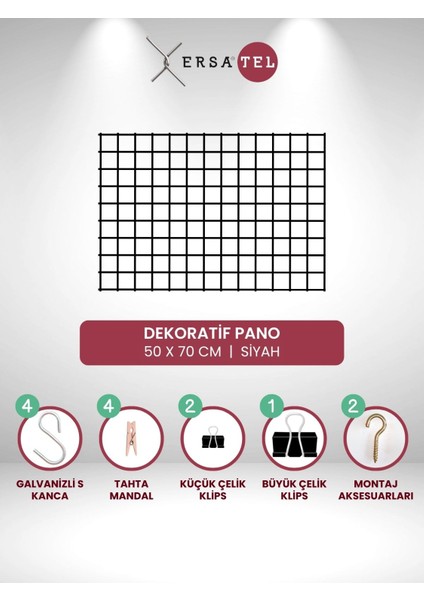 Tel Pano Metal Duvar Panosu Ersapano Classic 50X70 Siyah modelleri