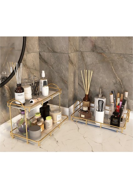 Hafif Lüks Tezgah Makyaj Organizatör Cilt Bakım Ürünleri Parfüm Organizatör Kozmetik Banyo Depolama Rafı C (Yurt Dışından) indirimleri