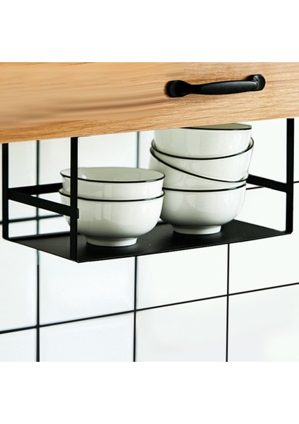 Raf Altı Baharat Organizatör Kabine Askı Raf Baharat Şişesi Tutucu Dolap Depolama Sepeti Mutfak Aksesuarları Siyah (Yurt Dışından) indirimleri