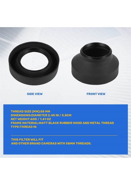 58MM 3'ü 1 Arada Kauçuk Lens Başlığı Canon Sony Nikon D3100 3200 D3300 Için (Yurt Dışından) indirimleri