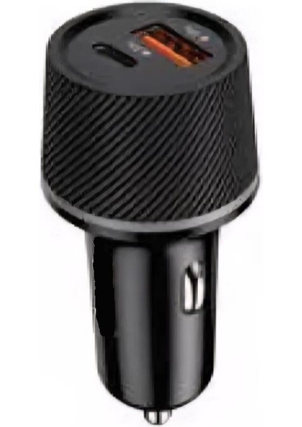48W Araç Çakmaklık Hızlı Şarj Aleti Araç Şarj Cihazı Type-C - USB Çift Çikişli Type-C Kablolu Lkc-37