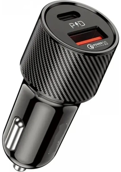 48W Araç Çakmaklık Hızlı Şarj Aleti Araç Şarj Cihazı Type-C - USB Çift Çikişli Type-C Kablolu Lkc-37 modelleri