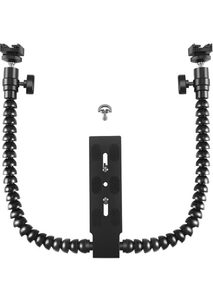 Yeni Esnek Çift Kollu Sıcak Ayakkabı Flaş Braketi Montaj Tutucu Canon Nikon Pentax Makro Çekim Kamera Aksesuarları (Yurt Dışından)