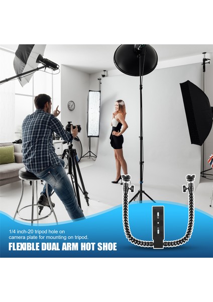 Yeni Esnek Çift Kollu Sıcak Ayakkabı Flaş Braketi Montaj Tutucu Canon Nikon Pentax Makro Çekim Kamera Aksesuarları (Yurt Dışından) fırsatları