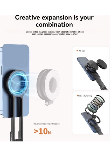 Ulanzi MA30 Karabina Monteli Telefon Tripod Taşınabilir Manyetik Telefon Tutucu Video Işık Açık Hava Seyahat Vlog Canlı Yayın (Yurt Dışından) fırsatları