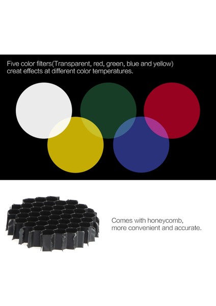 Bowens Mount Stüdyo Strobe Monolight Fotoğrafçılık Flaşı Için Petek Izgaralı Konik Burun 5 Adet Renkli Filtre Seti (Yurt Dışından) indirimleri