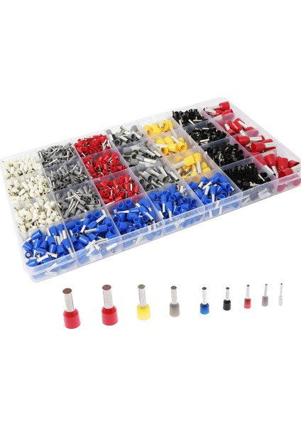 1400 Adet Tel Ferül Konnektör Seti 22-8 Ölçü Premium Bakır Ferül Terminalleri Naylon Yalıtımlı Pim Kablo Ucu Konnektörleri (Yurt Dışından)