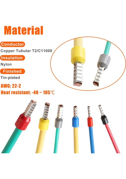 1400 Adet Tel Ferül Konnektör Seti 22-8 Ölçü Premium Bakır Ferül Terminalleri Naylon Yalıtımlı Pim Kablo Ucu Konnektörleri (Yurt Dışından) indirimleri