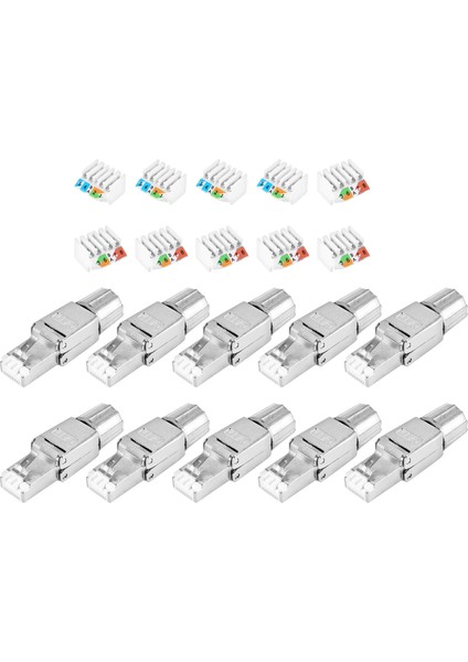 RJ45 Cat7 Konektörleri Aletsiz Yeniden Kullanılabilir Korumalı Ethernet Sonlandırma Fişleri, Internet Fişi, Hızlı Saha Kurulumu (Yurt Dışından)