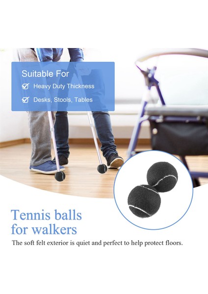 2 Adet Önceden Kesilmiş Yürüteç Tenis Topu Mobilya Ayakları ve Zemin Koruması Için, Ağır Hizmet Tipi Uzun Ömürlü Keçe Ped Kaplama, Siyah (Yurt Dışından) fırsatları