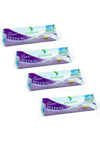 Evsel 65 x 80 cm Çöp Torbası Büyük Boy Çöp Poşeti Mavi 10 x 4'lü