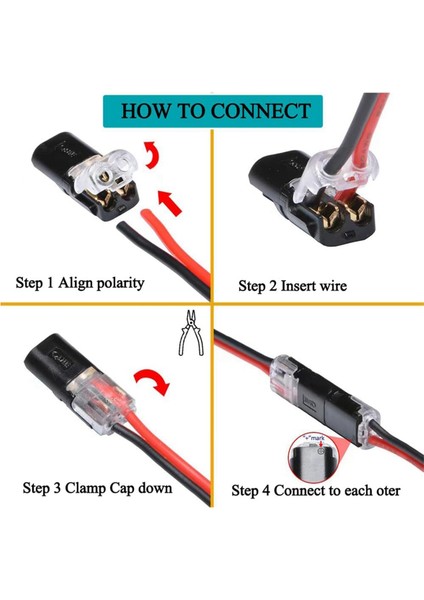20 Adet Çift Kablolu Tak-Çıkar Konnektör, Takılabilir 2 Pin 2 Yollu LED Kablo Konnektörleri, Kilitli Tokalı Hızlı Kablo Konnektörleri (Yurt Dışından) indirimleri