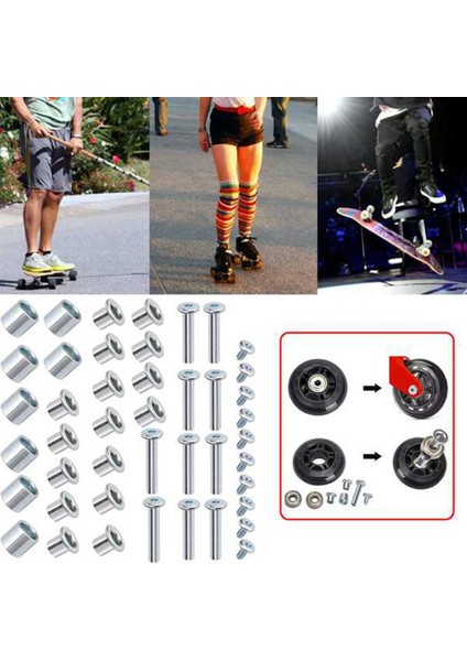 Sıralı Paten Aks Ara Parçası Vida, Paten Tekerleği Rulman Ara Parçası, Aks ve Aks Vidaları ve Anahtarı ile Paten Yedek Parçaları, B (Yurt Dışından) modelleri