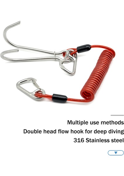 Çift Kafa Dalış Resif Rafting Kancası Paslanmaz Çelik Resif Kancası Spiral Helezon Yay Kablosu Dalış Güvenlik Aksesuarı - Turuncu (Yurt Dışından) modelleri