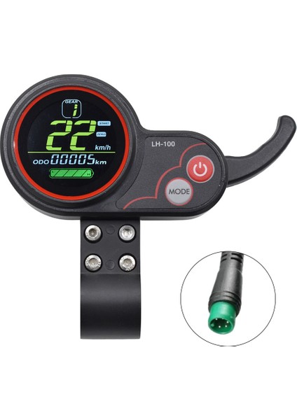 LH100 LCD Ekran Gösterge Paneli Gaz Ölçer 24 V-60 V Kugoo Elektrikli Scooter Ebike LCD Ekran Hız Göstergesi (5pın) (Yurt Dışından)