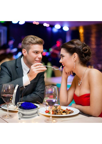 Ebedi Gül Kalp Şeklinde Metal Mücevher Kutusu Anneler Günü Sevgililer Günü Yıldönümü Mükemmel Hediye, Mavi (Yurt Dışından) fırsatları