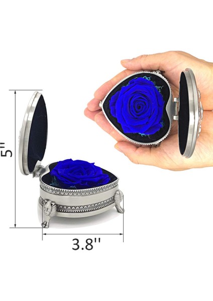 Ebedi Gül Kalp Şeklinde Metal Mücevher Kutusu Anneler Günü Sevgililer Günü Yıldönümü Mükemmel Hediye, Mavi (Yurt Dışından) indirimleri