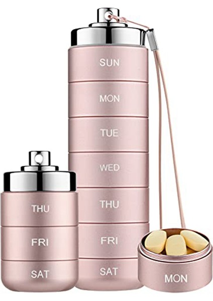 Metal Hap Düzenleyici Haftalık, Istiflenebilir Su Geçirmez Seyahat Hap Kutusu (Yurt Dışından)