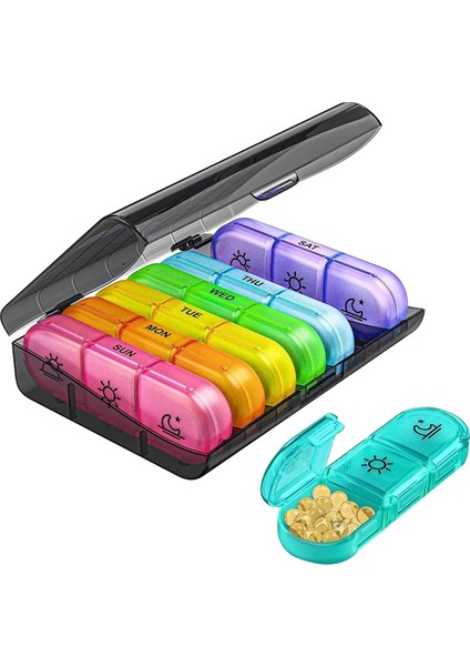 Hap Kutusu 7 Günlük Düzenleyici 21 Izgara 3 Defa Bir Günlük Taşınabilir Seyahat Büyük Bölmeli Vitaminler Ilaçlar, C (Yurt Dışından)