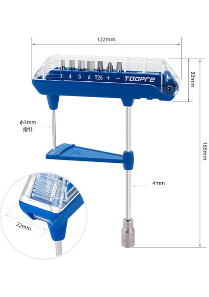Toopre 3-12NM Tork Anahtarı 3/4/5/6mm T25 Bisiklet Tamir Aletleri Anahtarı Bisiklet Bakım Anahtarı Altıgen Anahtar Takım Seti Mavi (Yurt Dışından) fırsatları