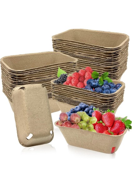 50 Paket Meyve Toplamak Için Hamur Elyaflı Meyve Sepeti, Yaban Mersini Ahududu Kiraz Çilek Için Kalıplanmış Meyve Sepeti (Yurt Dışından)