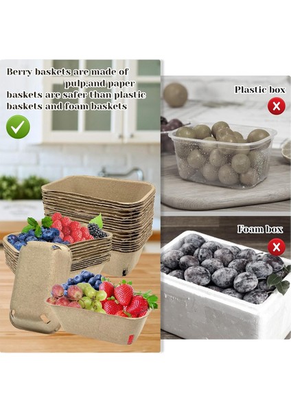 50 Paket Meyve Toplamak Için Hamur Elyaflı Meyve Sepeti, Yaban Mersini Ahududu Kiraz Çilek Için Kalıplanmış Meyve Sepeti (Yurt Dışından) modelleri