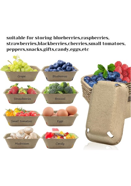 50 Paket Meyve Toplamak Için Hamur Elyaflı Meyve Sepeti, Yaban Mersini Ahududu Kiraz Çilek Için Kalıplanmış Meyve Sepeti (Yurt Dışından) fırsatları