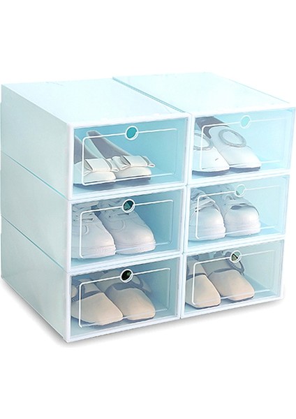 6 Parçalı Şeker Rengi Ayakkabı Kutusu, Şeffaf Plastik Ayakkabı Saklama Kutusu, Ayakkabı Dolabı Saklama Çekmecesi Dikdörtgen Mavi (Yurt Dışından)