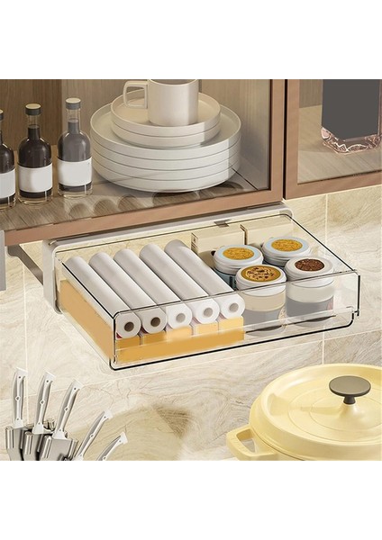 Kağıt Tabak Tutucu, Dolap Altı Çekmece Düzenleyici, Mutfak Dolabı Için Plastik Saklama Düzenleyici, Dolap Aksesuarları-B (Yurt Dışından) fiyatları