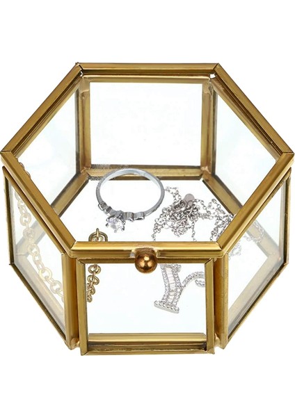 Cam Vintage Mücevher Kutusu Altın Geometrik Takı Ekran Organizatör Kutusu Depolama Için Ev Dekoratif Kutu (Küçük) (Yurt Dışından) modelleri