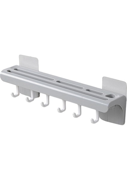 Duvara Monte Mutfak Rafı Bıçak Tutucu Saklama Rafı 6 Kancalı Çatal Bıçak Takımı Düzenleyici Ev Aksesuarları Gri (Yurt Dışından)